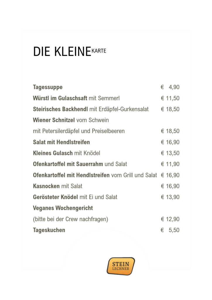 Kleine Karte Mittag