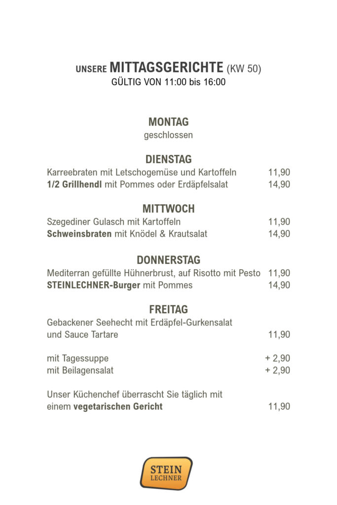Mittagskarte KW 50