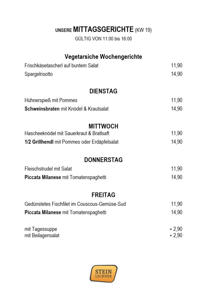 Mittagskarte KW 19