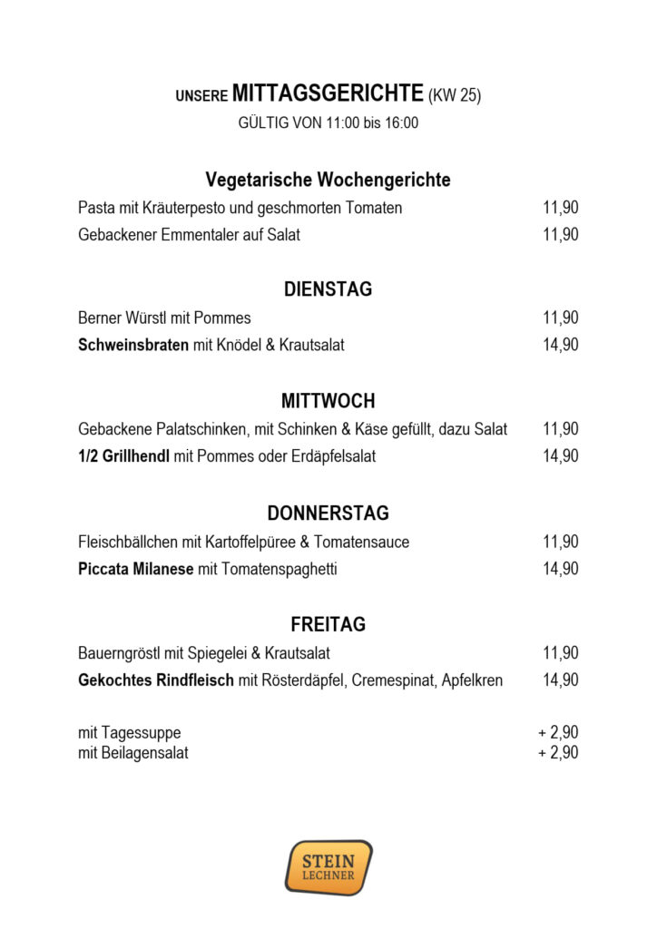 Wochenkarte KW 25
