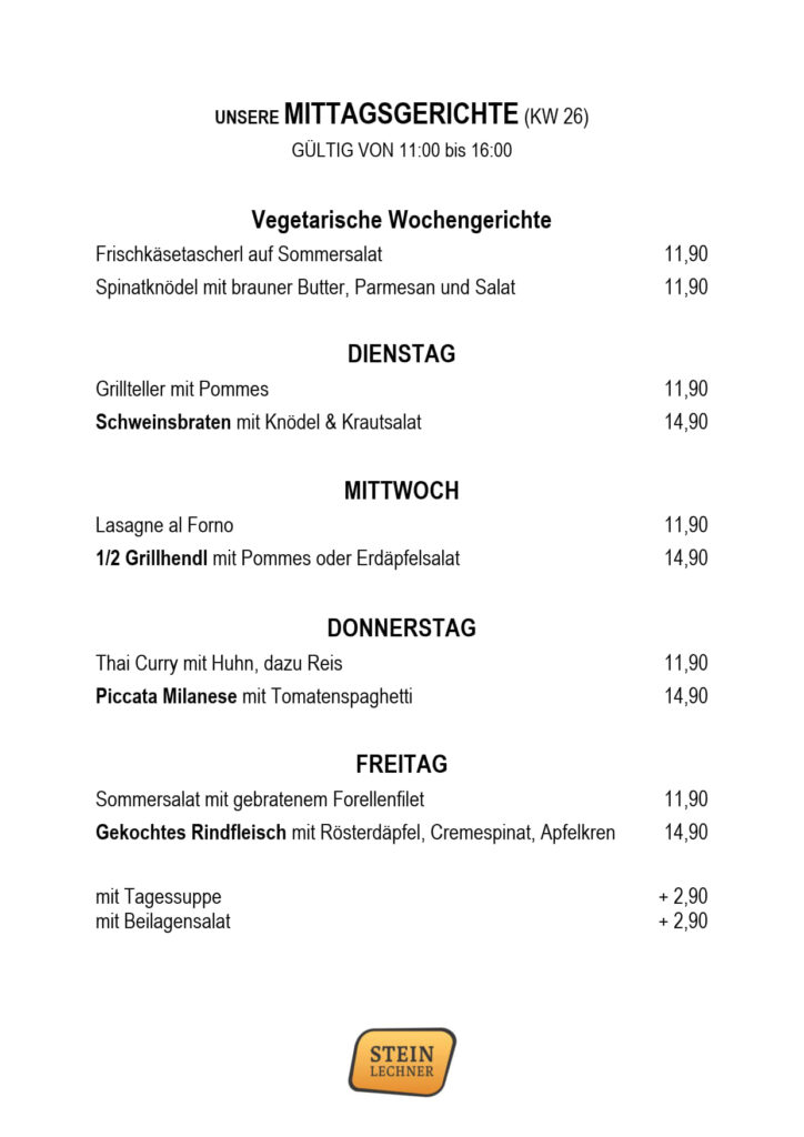 Wochenkarte KW 26
