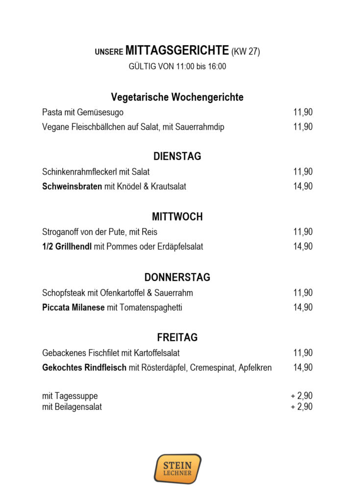 Wochenkarte KW 27