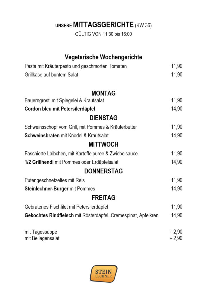 Mittagskarte KW 36