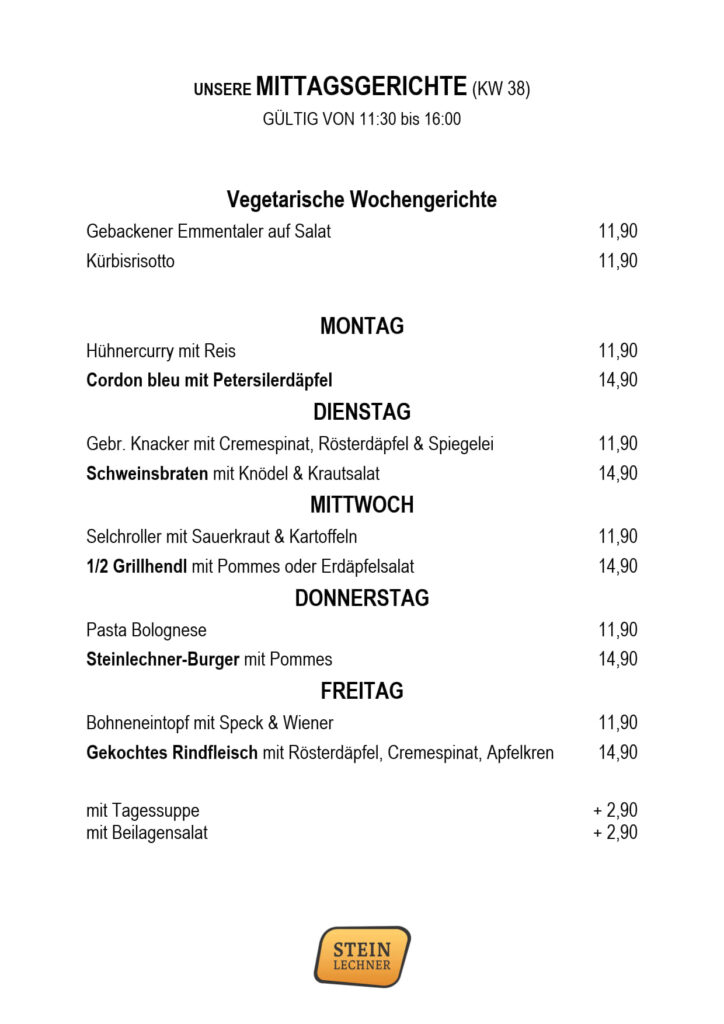 Mittagskarte KW 38